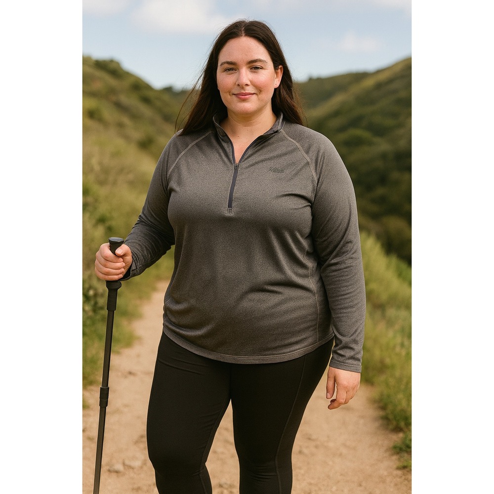 REI Womens Gray Long Sleeve Quarter Zip Pullover Size 1X Outdoor Athletic Hiking